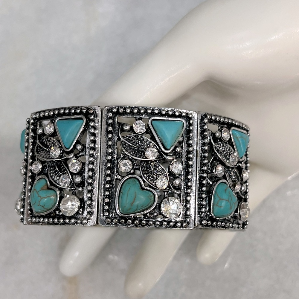 Blue Howlite Austrian Crystal Stretch Bracelet